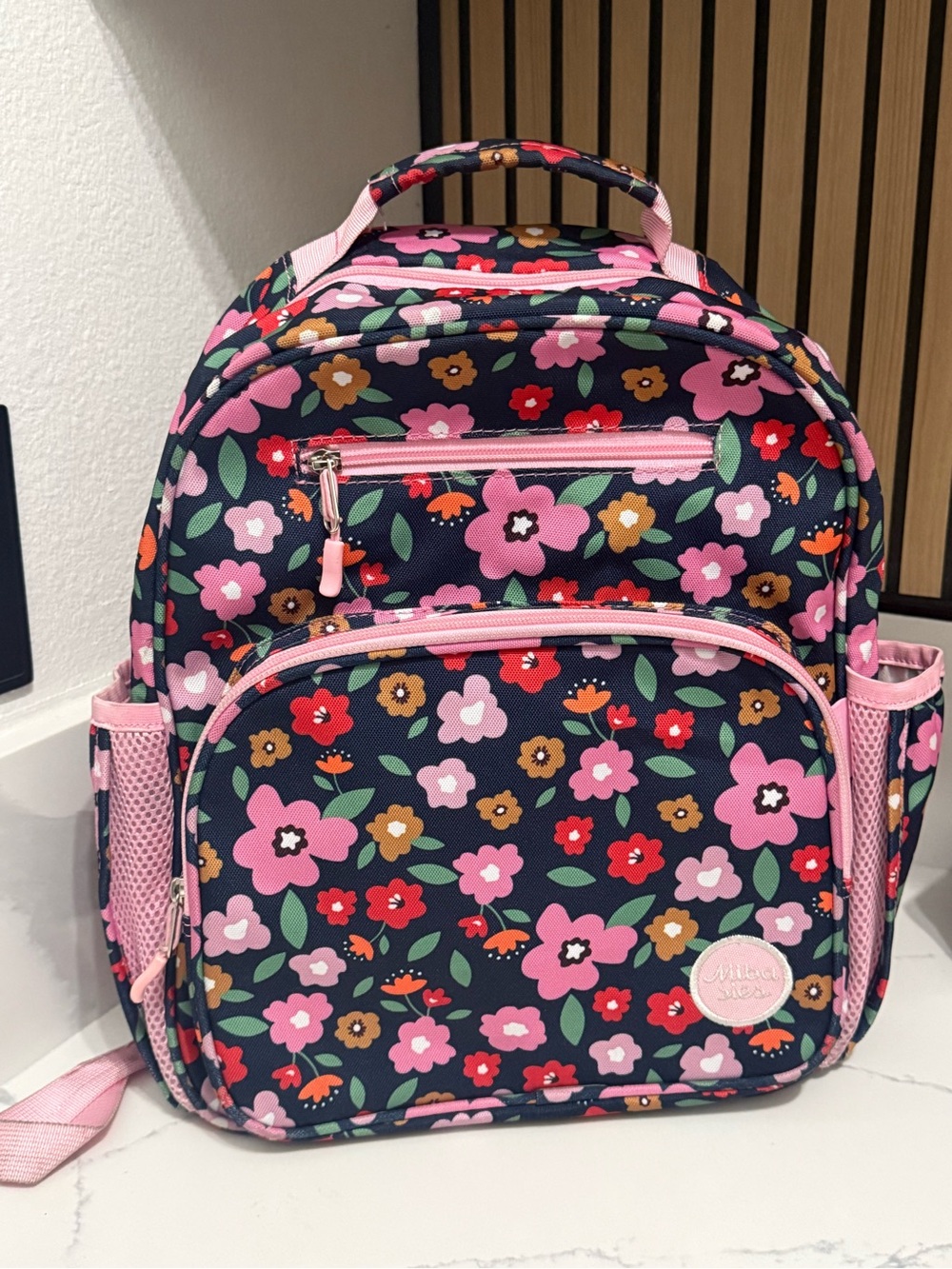 Pink Floral Navy Backpack for Todder